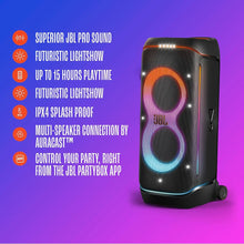 Load image into Gallery viewer, JBL PartyBox 720 - Loudest Battery-Powered Party Speaker with Superior Pro Sound and a Futuristic lightshow, Up to 15 Hours Playtime & IPX4 Splash Proof (Black)