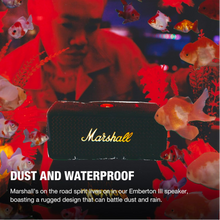 Load image into Gallery viewer, Marshall Emberton III Compact Portable Bluetooth Speaker with 32+ Hours of Playtime, (360° Sound), Dust & Waterproof (IP67) – Black & Brass.