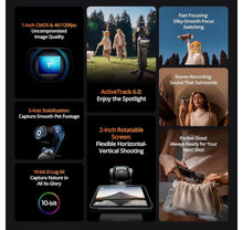 Load image into Gallery viewer, DJ I Pocket 3 Creator Combo Vlogging Camera 1 Inch CMOS 4K 120fps Video 3 Axis Stabilization Compact Camera with Mic Face Tracking Fast Focus for YouTube Travel Photography