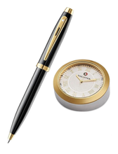 Load image into Gallery viewer, SHEAFFER 346 Ballpoint Pen with Gold Chrome Table Clock (Black)
