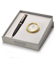 Load image into Gallery viewer, SHEAFFER 346 Ballpoint Pen with Gold Chrome Table Clock (Black)