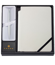 Load image into Gallery viewer, Cross Gift Set Calais Satin Chrome Ballpoint Pen With White Medium Classic Journ