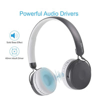 Load image into Gallery viewer, Portronics Muffs M POR-1073 Wireless Bluetooth 5.0 Stereo On-Ear Headphones with Immersive Stereo Sound, Hands Free Mic & AUX Port (Grey)