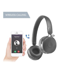 Load image into Gallery viewer, Portronics Muffs M POR-317 Wireless Bluetooth 5.0 Stereo On-Ear Headphones with Immersive Stereo Sound, Hands Free Mic & AUX Port (Black)