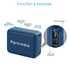 Load image into Gallery viewer, Portronics Dynamo 5W POR-737 Bluetooth 5.0 Portable Stereo Speaker with TWS, USB Music & FM Music and Clear Bass Sound (Blue)