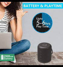Load image into Gallery viewer, Portronics SoundDrum Plus a 15W POR-1040 Bluetooth 5.0 Portable Stereo Speaker Comes with Boosted Bass, Equaliser Function, in-Built Mic, 3.5mm Aux in-Port, Pendrive and 2500mAh Battery, Black