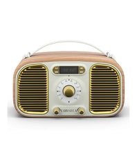 Load image into Gallery viewer, Corseca Eternia Retro Styled Bluetooth Wood Crafted Portable Speaker with Mic FM Radio and Digital Display (White)