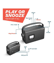 Load image into Gallery viewer, Corseca Black Boy 3 Premium Wireless Bluetooth Speaker with FM Radio Customizable Alarm AUX and USB Port (Black)