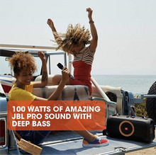 Load image into Gallery viewer, JBL PartyBox On The Go -A Portable Karaoke Party Speaker With Wireless Microphone, 100W Power Output, IPX4 Splashproof, 6 Playtime Hours, Shoulder Strap And Wireless 2 Party Speakers Pairing (Black)