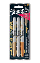 Load image into Gallery viewer, Sharpie Permanent Markers, Fine Tip, Assorted Metallic Colours, Pack of 3