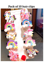 Load image into Gallery viewer, Unicorn Silicone Hair Clips (10 clips)(pink & white) (assorted)