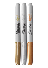 Load image into Gallery viewer, Sharpie Permanent Markers, Fine Tip, Assorted Metallic Colours, Pack of 3