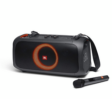 Load image into Gallery viewer, JBL PartyBox On The Go -A Portable Karaoke Party Speaker With Wireless Microphone, 100W Power Output, IPX4 Splashproof, 6 Playtime Hours, Shoulder Strap And Wireless 2 Party Speakers Pairing (Black)
