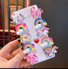 Load image into Gallery viewer, Unicorn Silicone Hair Clips (10 clips)(pink & white) (assorted)