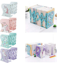 Load image into Gallery viewer, Folding Book Stand Metal Cartoon Unicorn Look Reading Frame Bookshelf Booknerds