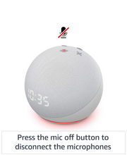 Load image into Gallery viewer, All-new Echo Dot (4th Gen) with clock | Next generation smart speaker with improved bass, LED display and Alexa (White)
