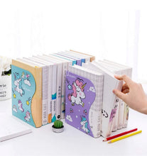 Load image into Gallery viewer, Folding Book Stand Metal Cartoon Unicorn Look Reading Frame Bookshelf Booknerds