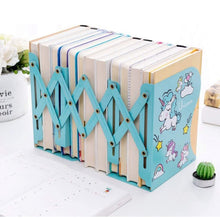 Load image into Gallery viewer, Folding Book Stand Metal Cartoon Unicorn Look Reading Frame Bookshelf Booknerds