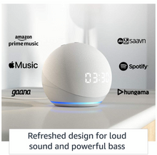 Load image into Gallery viewer, All-new Echo Dot (4th Gen) with clock | Next generation smart speaker with improved bass, LED display and Alexa (White)