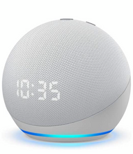 Load image into Gallery viewer, All-new Echo Dot (4th Gen) with clock | Next generation smart speaker with improved bass, LED display and Alexa (White)