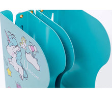Load image into Gallery viewer, Folding Book Stand Metal Cartoon Unicorn Look Reading Frame Bookshelf Booknerds