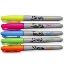 Load image into Gallery viewer, Sharpie Neon Permanent Markers, Fine Point, Assorted Colours, 5 Count