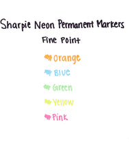 Load image into Gallery viewer, Sharpie Neon Permanent Markers, Fine Point, Assorted Colours, 5 Count
