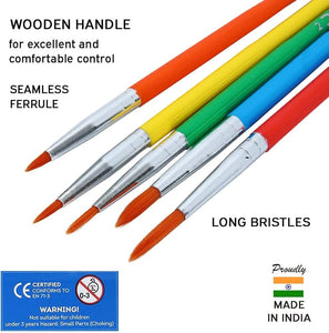 DOMS Colourmate Synthetic Paint Brush Set (Round, Pack of 5 x 8 Set)