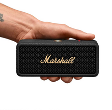 Load image into Gallery viewer, Marshall Emberton III Compact Portable Bluetooth Speaker with 32+ Hours of Playtime, (360° Sound), Dust &amp; Waterproof (IP67) – Black &amp; Brass.
