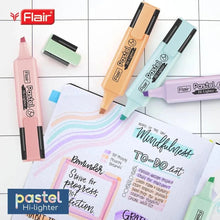 Load image into Gallery viewer, FLAIR Pastel 5 Shades Hi-lighter Pouch Pack | Flexible Line Width | Quick Drying &amp; Smudge Proof Pastel Ink | Non-Toxic Ink, Safe For Childrens | 5 Smoothing Colors, Pack of 1
