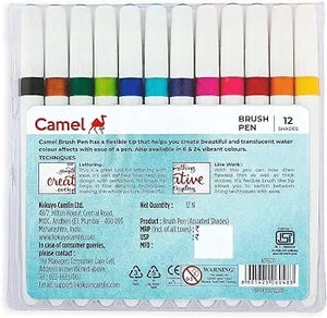 Camlin Brush Pen 12 Shades, Bold - Assorted