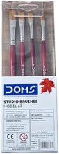 Load image into Gallery viewer, DOMS Studio Flat Brushes Set of 4 (No. 1,2,4,6) Unparalleled Filament Multi Media Brushes for Artists &amp; Professionals
