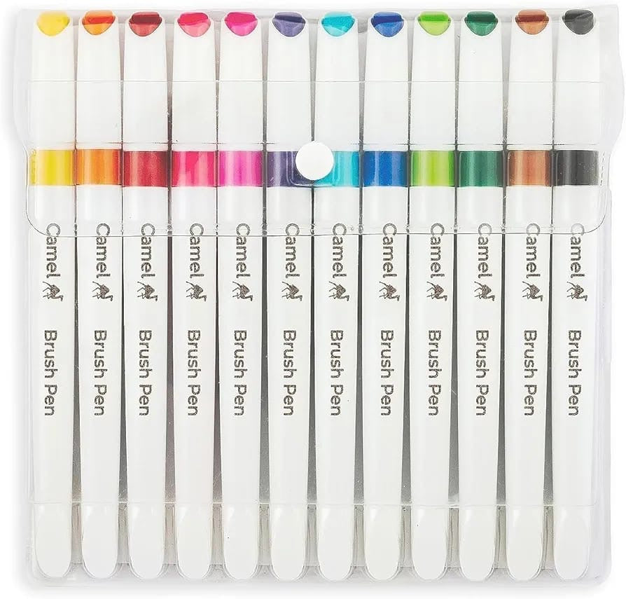 Camlin Brush Pen 12 Shades, Bold - Assorted