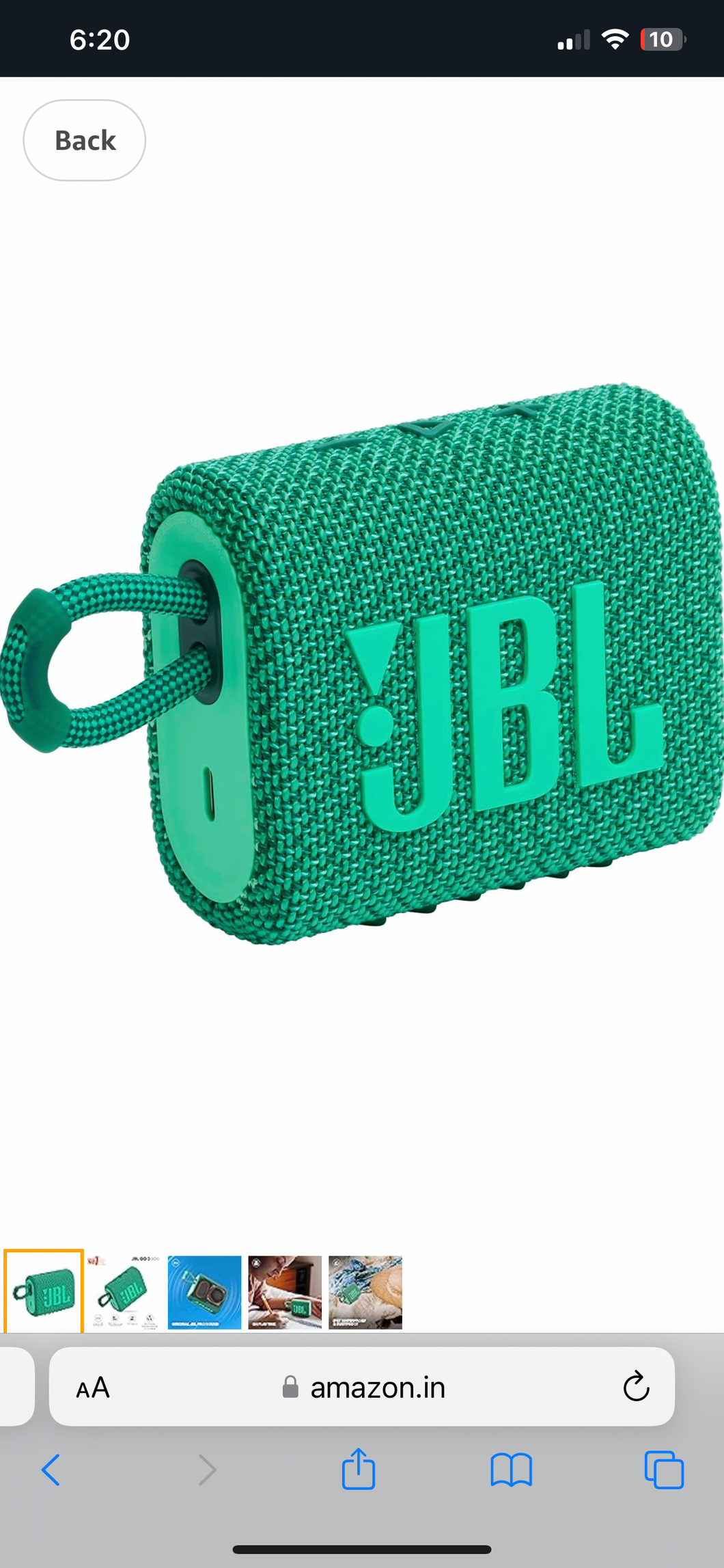 JBL Go 3 Eco with eco-friendly recycled materials and packaging, Wireless Portable Bluetooth Speaker, Pro Sound, Vibrant Colors with Rugged Fabric Design, Waterproof, Type C (without Mic, Green)