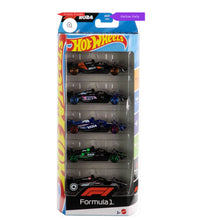 Load image into Gallery viewer, Hot Wheels JGF58 Formula 1 5 Pack 1:64 Scale Die-Cast Cars with F1 Racing Team Decorations, Collectable Racing Cars, Multicolour
