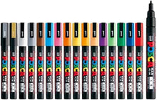 Load image into Gallery viewer, Uni-ball Posca 3M 0.9-1.3mm Bullet Shaped Markers (16 Colors, 16 Pcs), Multicolor
