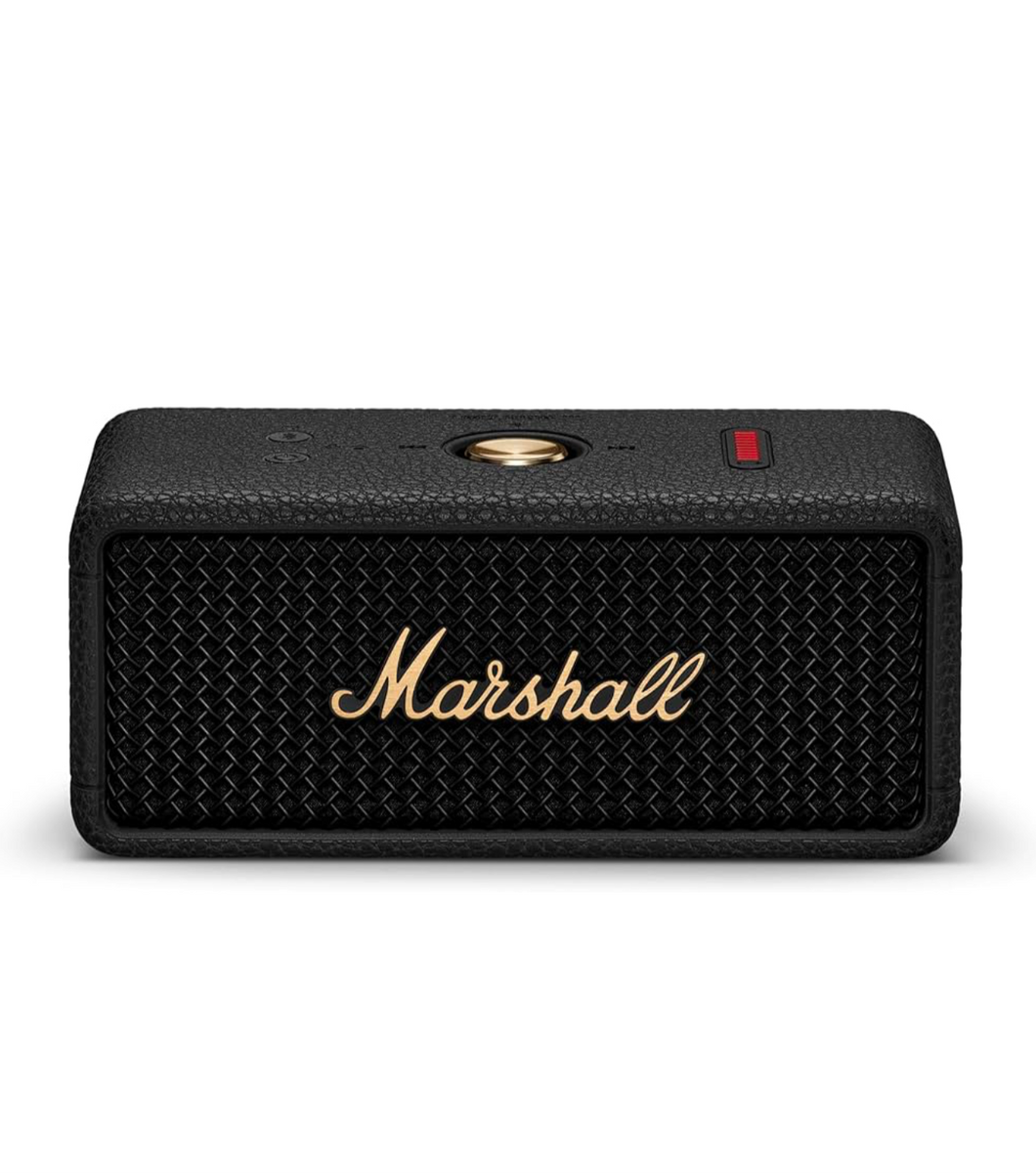 Marshall Emberton III Compact Portable Bluetooth Speaker with 32+ Hours of Playtime, (360° Sound), Dust & Waterproof (IP67) – Black & Brass.