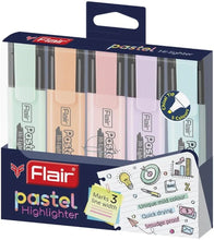 Load image into Gallery viewer, FLAIR Pastel 5 Shades Hi-lighter Pouch Pack | Flexible Line Width | Quick Drying &amp; Smudge Proof Pastel Ink | Non-Toxic Ink, Safe For Childrens | 5 Smoothing Colors, Pack of 1
