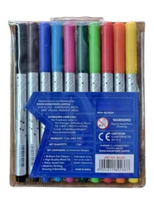 Doms F9 Fine Liner Set Of 10 Assorted Shades, 0.5 Mm Unique Push Resistant Metal Tip| Water Based Ink| Ideal For Writing, Drawing & Sketching