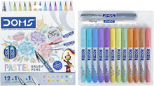 Load image into Gallery viewer, Doms Super Soft Tip Pastel Shades Brush Pen Set | 12 Pastel Shades + 1 Silver Shade + 1 Blender | Ideal for Doodling, Illustrations, Calligraphy, Artists, Studenst &amp; Professioanls | Pack Of 1

