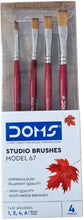Load image into Gallery viewer, DOMS Studio Flat Brushes Set of 4 (No. 1,2,4,6) Unparalleled Filament Multi Media Brushes for Artists &amp; Professionals
