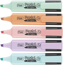 Load image into Gallery viewer, FLAIR Pastel 5 Shades Hi-lighter Pouch Pack | Flexible Line Width | Quick Drying &amp; Smudge Proof Pastel Ink | Non-Toxic Ink, Safe For Childrens | 5 Smoothing Colors, Pack of 1
