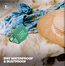 Load image into Gallery viewer, JBL Go 3 Eco with eco-friendly recycled materials and packaging, Wireless Portable Bluetooth Speaker, Pro Sound, Vibrant Colors with Rugged Fabric Design, Waterproof, Type C (without Mic, Green)
