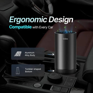 "Qubo Car Air Purifier Pro from Hero Group | 3-Layer Filtration | Negative Ion Technology | Pre-filter, HEPA13 & Activated Carbon Filter | Removes PM 2.5 & PM 10 | Black"