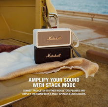 Load image into Gallery viewer, Marshall Middleton Portable Bluetooth Speaker with 20+ Hours of Portable Playtime, 360° Sound, Dust &amp; Waterproof (IP67) - Black &amp; Brass.
