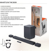 Load image into Gallery viewer, JBL Bar 800 Pro, 7.1 (5.1.2) Channel Truly Wireless Soundbar with True Dolby Atmos® 3D Surround Sound, 10” Down-Firing Wireless Subwoofer, PureVoice, HDMI eARC, Bluetooth, Wi-Fi &amp; Optical Input (720W)
