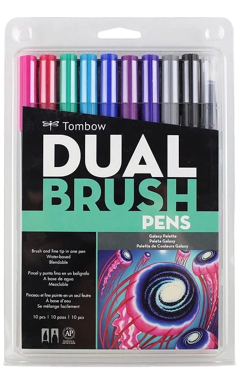 Tombow Dual Brush Pen Art Markers 10-Pack, Galaxy