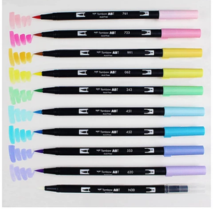 Tombow Dual Brush Pen Art Markers 10-Pack, Pastel