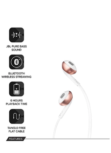 JBL Tune 205BT Wireless Earbud Headphones with Mic (Rose Gold)