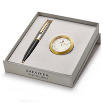 Load image into Gallery viewer, SHEAFFER Ballpoint Pen with Gold Chrome Table Clock
